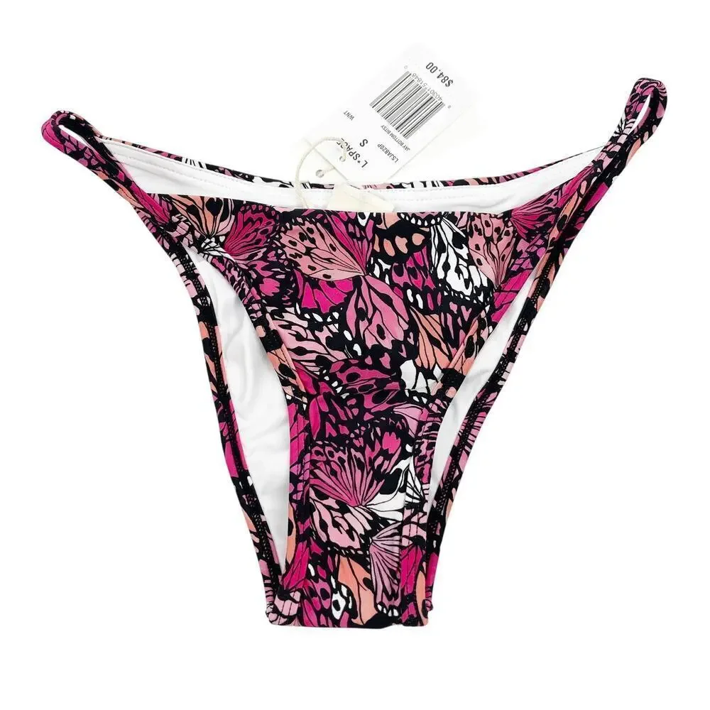 L*Space Jay Bitsy Bikini Bottoms Y2K Butterfly Print Size Small NEW